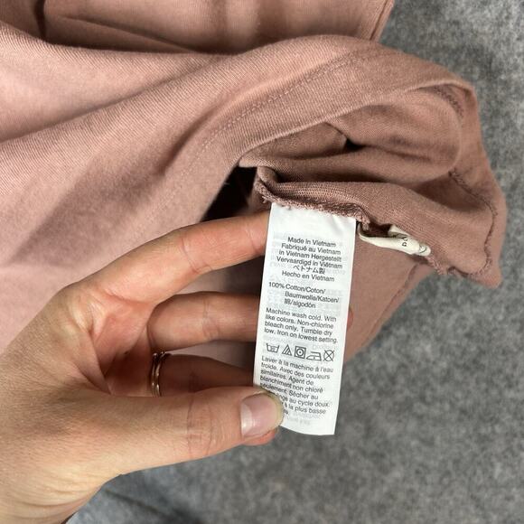 Madewell Button Sleeve Turtleneck Women’s Top Small Mauve Cotton - Picture 5 of 8